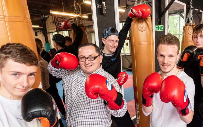 A group photo at a Rossendale Works boxercise session.