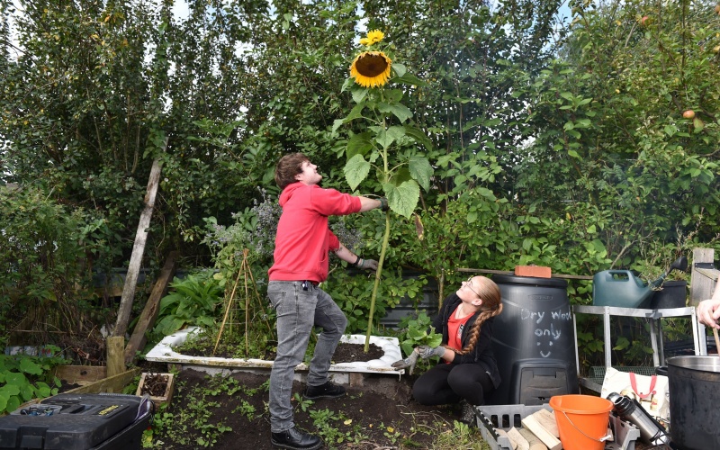 Tom alongside another attendee at the Chorley allotment group